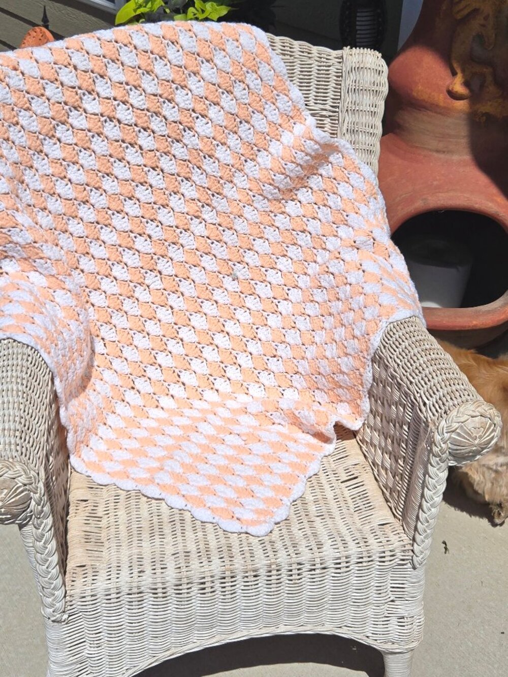 Handmade Pastel Baby Blanket, Crocheted Newborn Shower Gift, Lap Afghan New